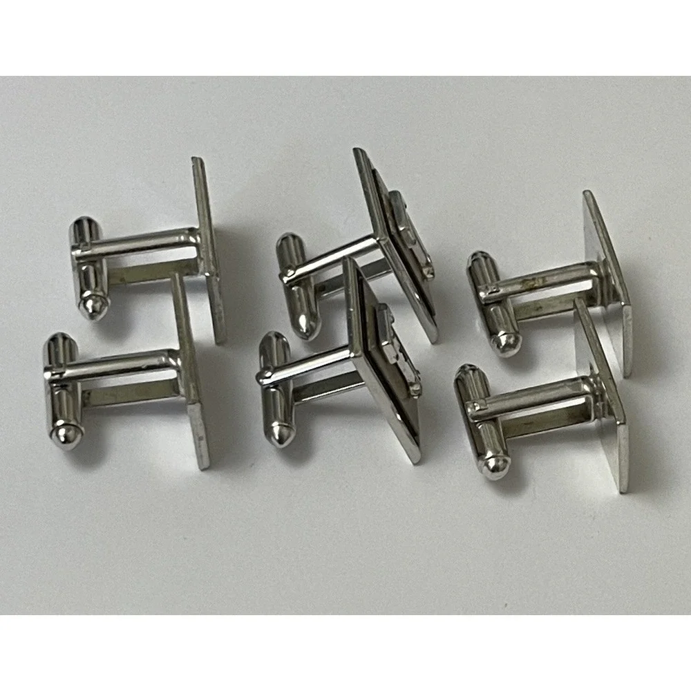 Cufflinks Lot Vintage Swank Silver Tone Initial T Plus Unsigned Geometric 3 Pair